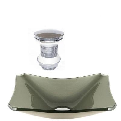 Cuba Vidro Retangular Chanfrada 37cm Champanhe Válvula Click