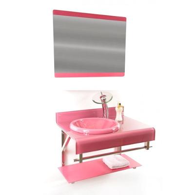 Gabinete De Vidro 70cm Full Curvado Duplo Inox Rosa