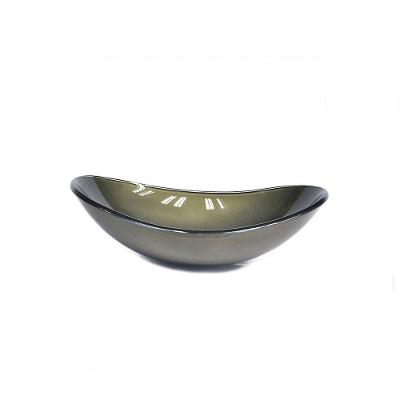 Cuba de Vidro Oval 55cm Ouro Envelhecido