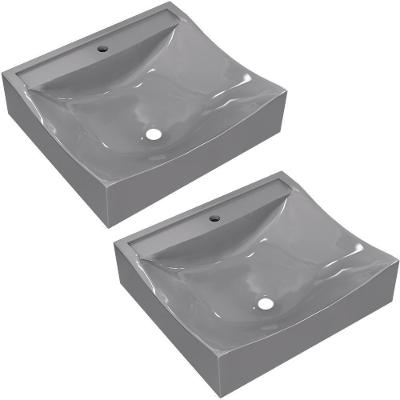 Kit 02 Cubas De Apoio Banheiro Lavabo C01 Q440 Cinza