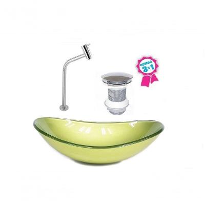 Cuba Oval 55cm Verde Oliva Válvula Click Torneira Metal