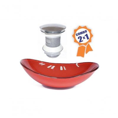 Cuba De Vidro Oval 55cm Vermelho Ferrari + Válvula Click
