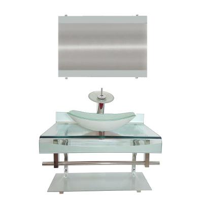 Gabinete De Vidro 60cm Curvado Duplo Inox Cuba Oval Branco