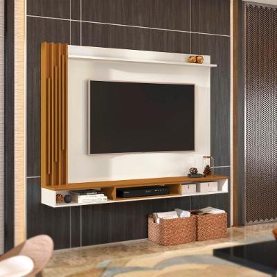 Painel Para Tv Até 55" Ripado Vancouver 180cm Cor:offwhite E Cedro Offwhite E Cedro