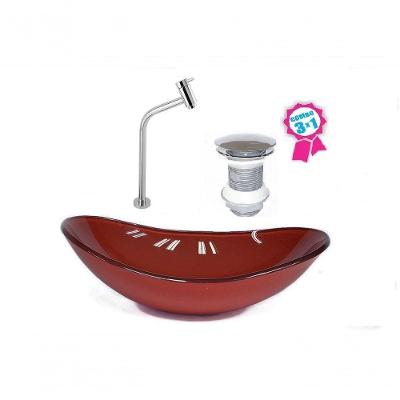 Cuba Oval 55cm Vermelho Cereja Válvula Click Torneira Metal