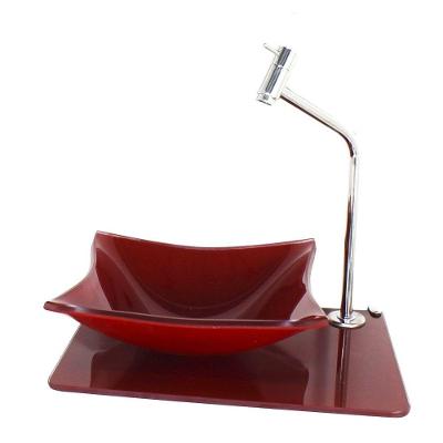Kit Cuba De Vidro Quadrada 10mm Tampo 40cm Vermelho Cereja