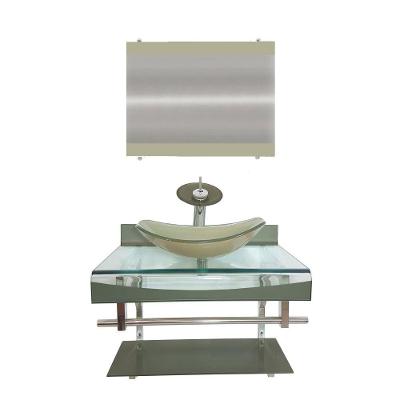 Gabinete Vidro 60cm Curvado Duplo Inox Cuba Oval Champanhe