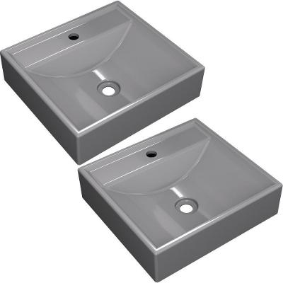 Kit 02 Cubas De Apoio Banheiro Lavabo C01 Q39W Cinza