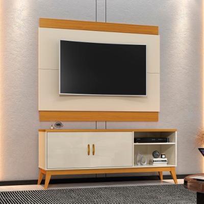 Rack Com Painel Para Tv Até 60" Apolo 160cm Cor:offwhite E Cedro Offwhite E Cedro