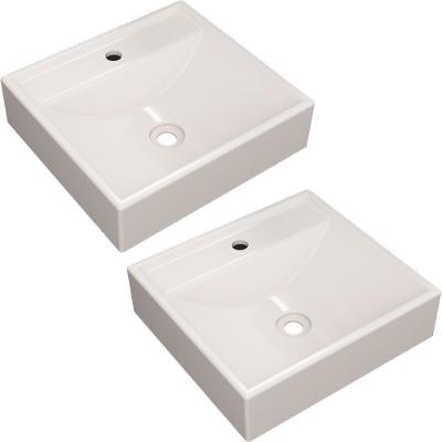 Kit 02 Cubas De Apoio Quadrada Banheiro Lavabo C01 Q39W Bege