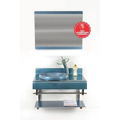 Gabinete De Vidro 60cm Full Curvado Duplo Inox Azul