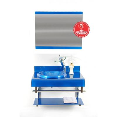 Gabinete De Vidro 60cm Full Curvado Duplo Inox Azul Escuro