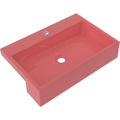 Cuba De Semi Encaixe Retangular C01 Banheiro Xrt55 Rosa