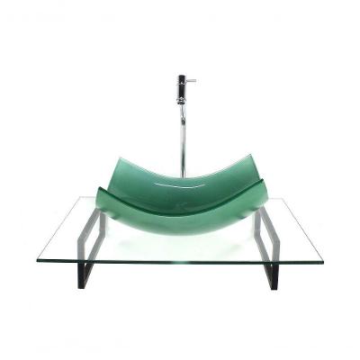 Kit Cuba Vidro Retangular Verde Tampo E Torneira Valvula