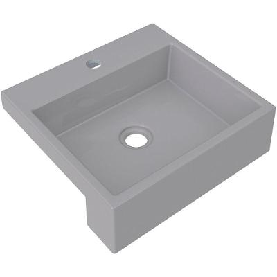Cuba De Semi Encaixe Quadrada C01 Para Banheiro Xq395 Cinza