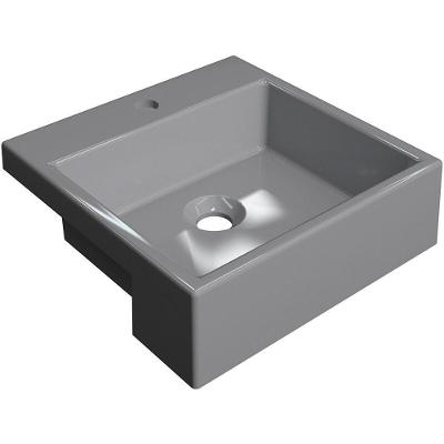 Cuba De Semi Encaixe Quadrada C01 Para Banheiro Xq355 Cinza