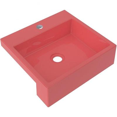 Cuba De Semi Encaixe Quadrada C01 Para Banheiro Xq395 Rosa