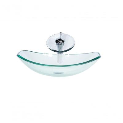 Cuba De Vidro Oval 46cm + Valvula + Torneira Cascata