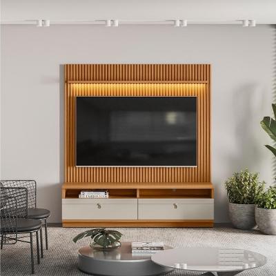 Rack E Painel Para Tv Ripado Cleveland Nature Off-white