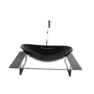 Cuba De Vidro Oval Com Tampo 60cm E Suporte Torneira Valvula