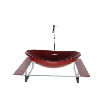 Cuba De Vidro Oval Com Tampo 60cm E Suporte Torneira Valvula