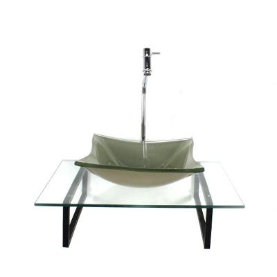 Cuba De Vidro Com Tampo 60cm E Suporte Torneira Valvula