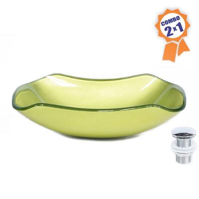 Cuba De Vidro Retangular Abaulada 45cm Verde +Válvula