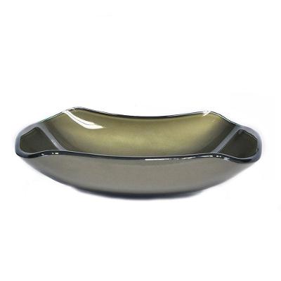 Cuba De Vidro Retangular Abaulada 45cm Ouro Envelhecido