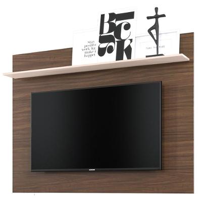 Painel Para Tv Até 47" 1 Prateleira Nogueira Real/Off White
