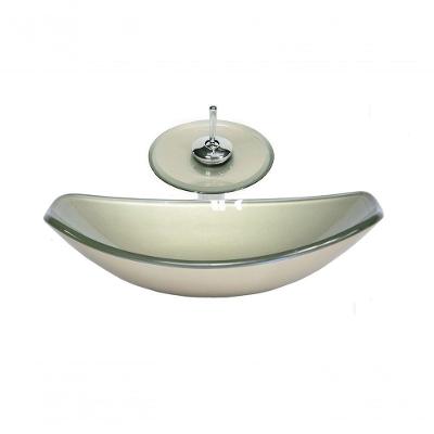 Cuba De Vidro Oval 46cm + Valvula + Torneira Cascata
