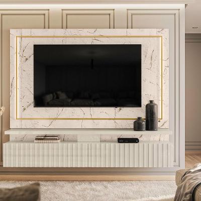 Bancada Suspensa Gaia Tv 75' Com Led Calacata/Off White