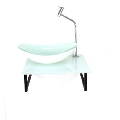 Kit Cuba Vidro Tampo Branco Com Suporte Torneira Valvula