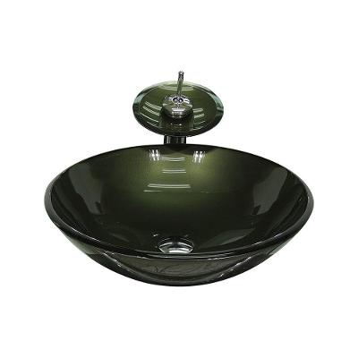 Cuba Redonda 42cm Ouro Envelhecido+Valvula+Torneira Cascata