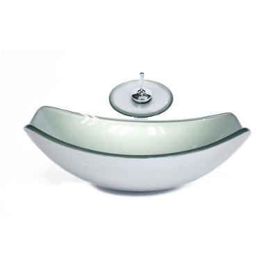 Cuba De Vidro Oval 51cm Prata + Valvula + Torneira Cascata