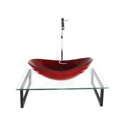 Kit Cuba De Vidro Vermelho Ferrari C/ Tampo E Suporte Preto