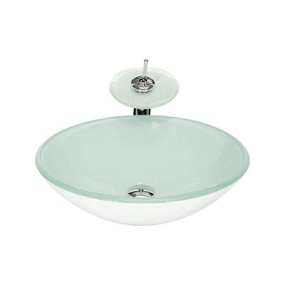 Cuba De Vidro Redonda 31cm + Valvula + Torneira Cascata