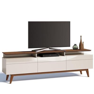 Rack Classic 3 Gavetas Prateleira Off White Freijó Imcal