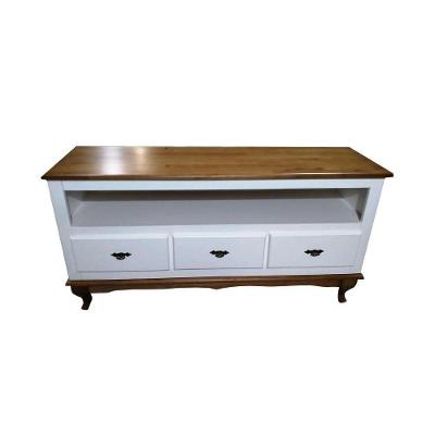 Rack com 3 Gavetas 1,55m Branco Madeira Maciça Neppel