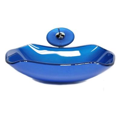 Cuba Abaulada 51cm Azul Escuro+Valvula+Torneira Cascata