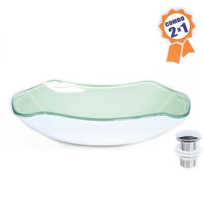 Cuba De Vidro Retangular Abaulada 45cm Branca+Válvula Click