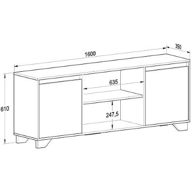 Rack Benevello Em Mdp Fosco 2 Portas Branco Com Siena