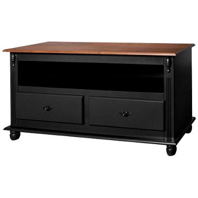 Rack Tv 2 Gavetas Nicho e Tampo de Madeira 502 Laca Preta