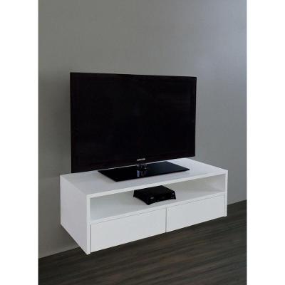 Rack Para Tv Suspenso Bancada Com Nicho E Gaveta Branco Laca