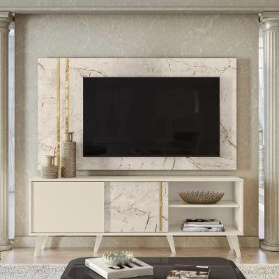 Bancada Com Painel Tv 65'' Cronos Calacata/Off White