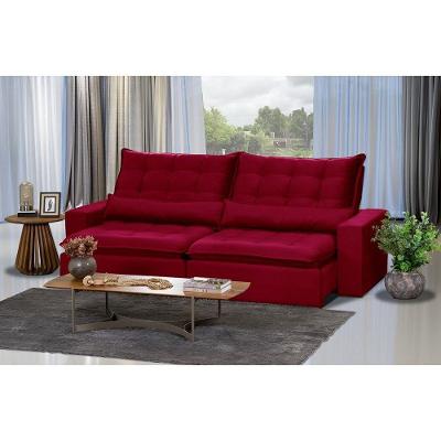 Sofá 5 Lugares 2.50 Mt Retrátil E Reclinável Vermelho