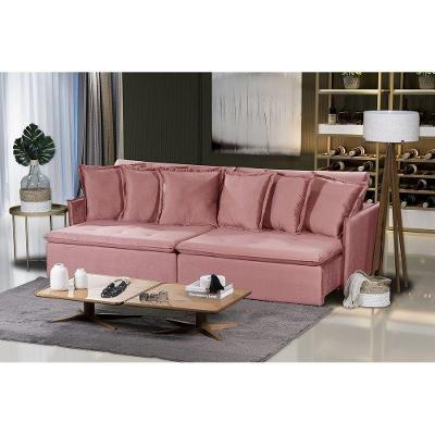 Sofá 5 Lugares 2.90 Mt Com Molas Retrátil E Reclinável Rose