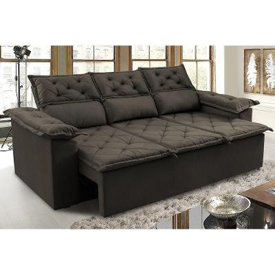 Sofá Top Compact 200cm Retrátil E Reclinável 3 Lugares Café