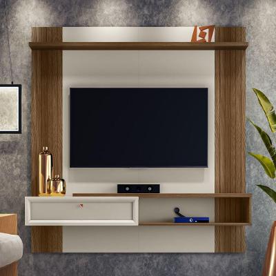 Painel Para Tv Com Prateleiras Gireffe Freijó Off White