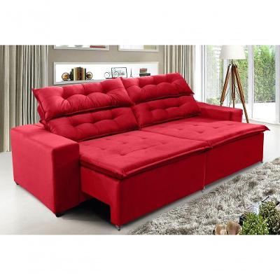 Sofá Concepit 250cm Retrátil Com Molas Vermelho