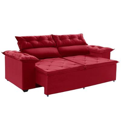 Sofá 150cm Retrátil E Vermelho Molas Espirais